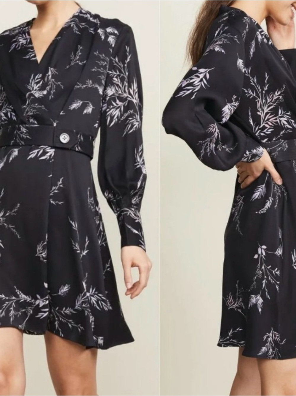 Equipment Black Floral Wrap Dress
